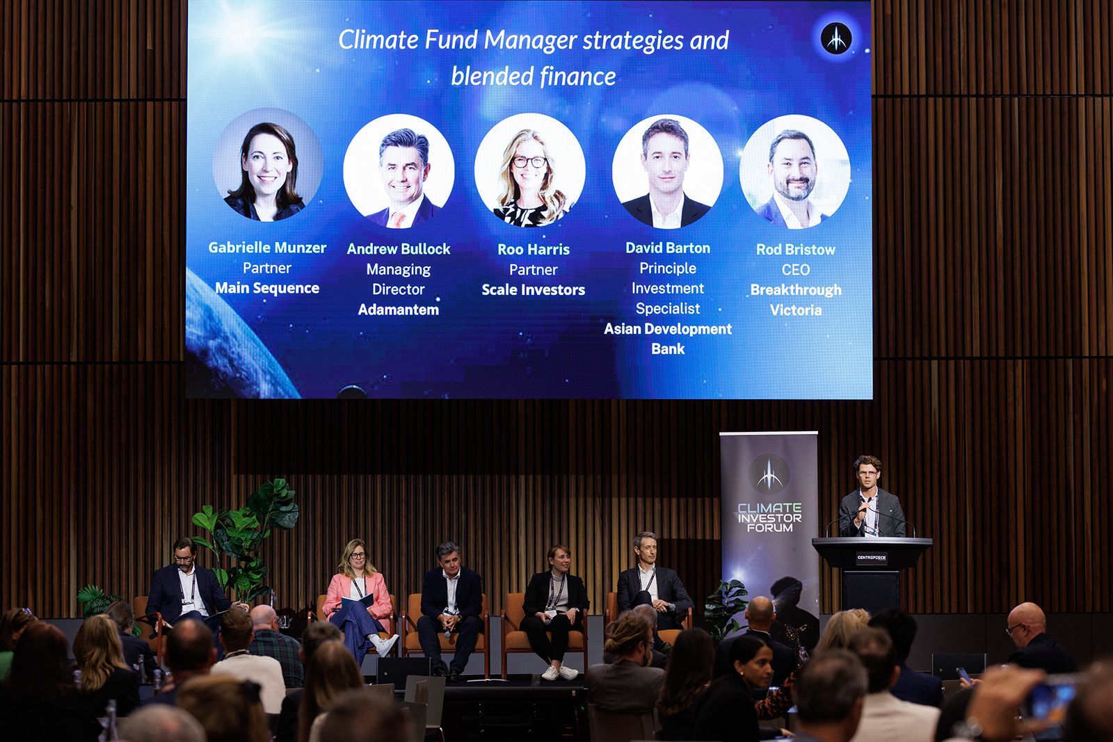 BV's Rod Bristow moderating the panel: Climate Fund manager strategies and blended finance